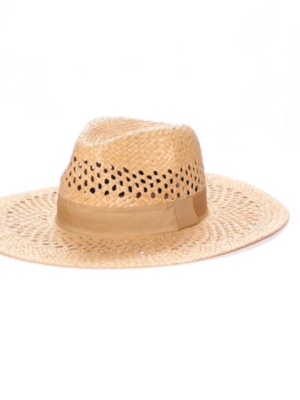 Womens Wide-Brim Straw Beach Hat in Natural